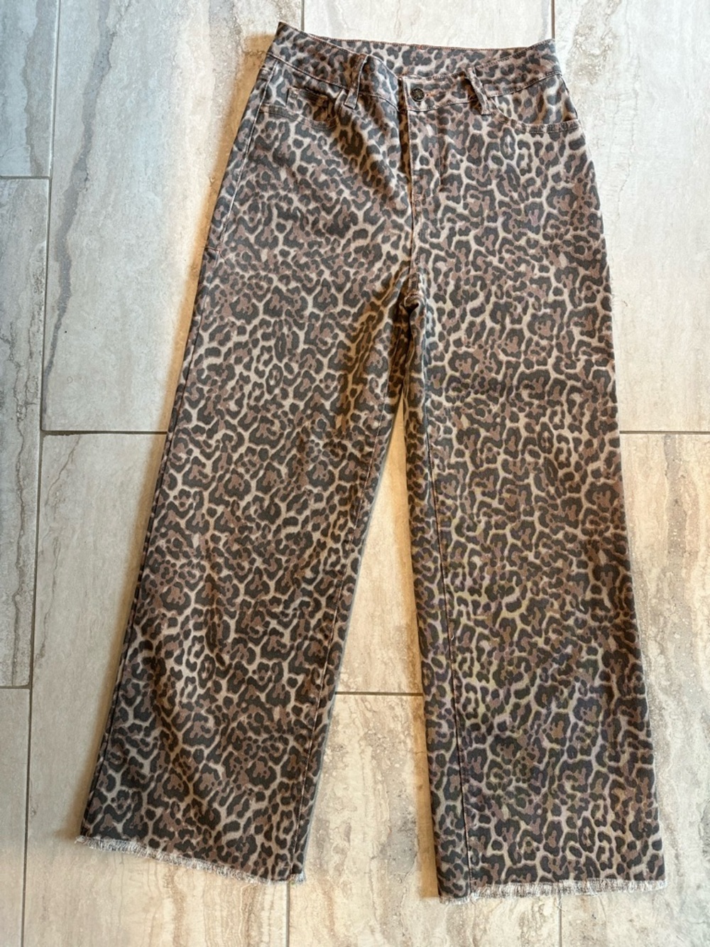 Leopard Print Wide Leg Pants Size 6 - Brown & Black